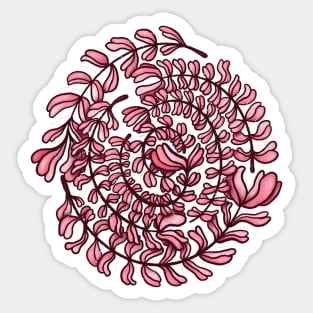 Pink Floral Wreath Spiral Sticker